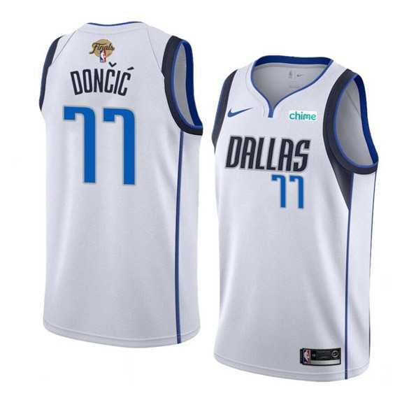 Men%27s Dallas Mavericks #77 Luka Doncic White 2024 Finals Association Edition Stitched Basketball Jersey Dzhi